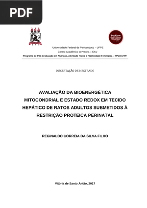 Avalição da bioenergética mitocondrial e estado redox em tecido hepático de ratos adultos submetidos á restrição proteica perinatal