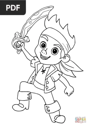 Página para colorir de Jake e a Terra do Nunca