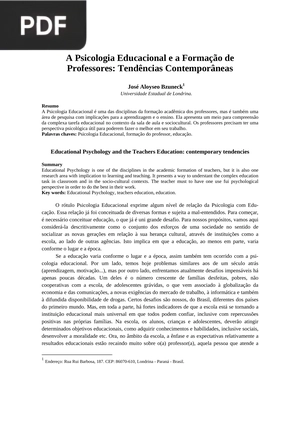 Reflexões sobre a psicologia da educação: a perspectiva psicossocial como alternativa ao psicologismo individualista (Artigo)