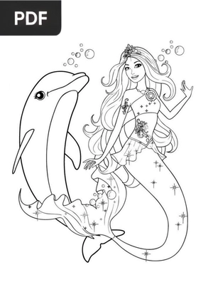 Desenhos para colorir da Barbie Sereia e Golfinho