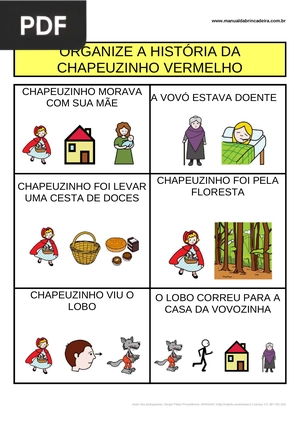 Organize a história da chapeuzinho vermelho