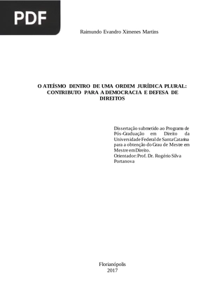 O Ateísmo Dentro De Uma Ordem Jurídica Plural - Contributo Para A Democracia E Defesa De Direitos