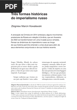 Três formas históricas do imperialismo russo