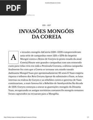Invasões Mongóis Da Coreia