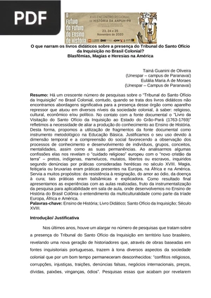 O que narram os livros didáticos sobre a presença do Tribunal do Santo Ofício da Inquisição no Brasil Colonial?