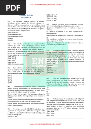 Exercícios de Física - Hidrostática