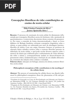 Concepções filosóficas de vida - contribuições ao ensino da teoria celular