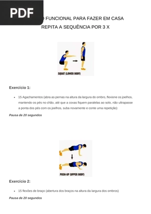 Treino Funcional Para Fazer Em Casa Repita A Sequência Por 3 X