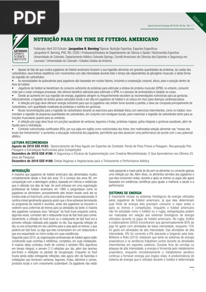 Nutrição Para Um Time De Futebol Americano