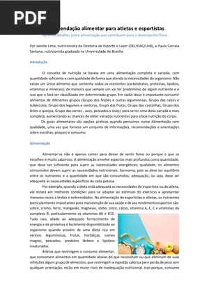 Recomendação alimentar para atletas e esportistas