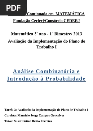 Análise Combinatória e Introdução à Probabilidade