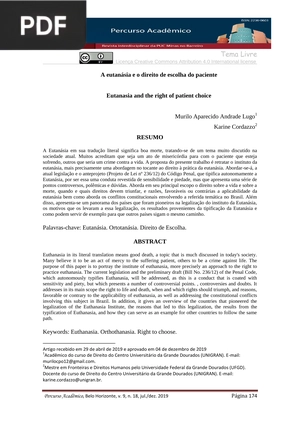 A Eutanásia e o Direito de Escolha do Paciente