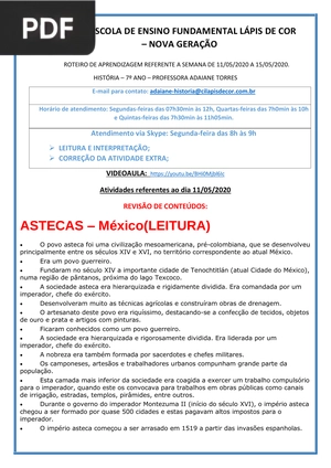 Astecas – México(Leitura) (Artigo)