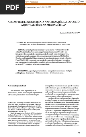 Armas, templos e guerra. A natureza bélica do culto a Quetzalcóatl na meso América