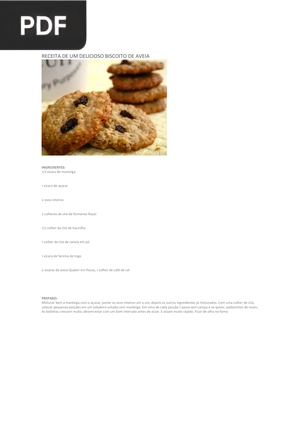 Receita de um delicioso Biscoito de Aveia