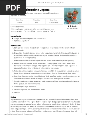 Mousse de chocolate vegana