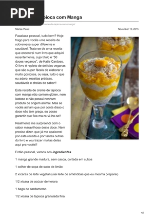 Creme de Tapioca com Manga (Artigo)