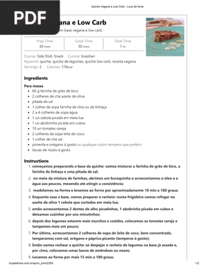 Quiche Vegana e Low Carb