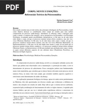 Corpo, mente e emoções: Referenciais Teóricos da Psicossomática