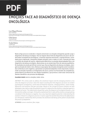 Emoções face o diagnóstico da doença oncológica (Artigo)
