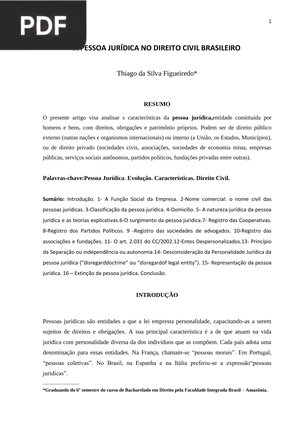 A pessoa jurídica no direito civil brasileiro