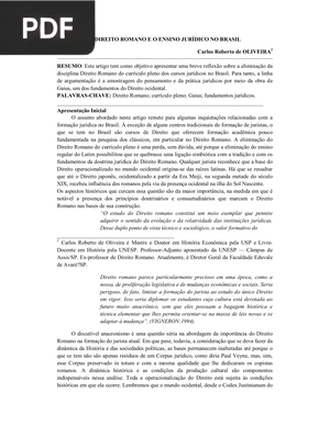 O Direito Romano e o Ensino Jurídico no Brasil