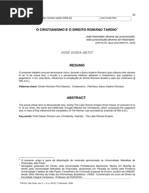 O Cristianismo e o direito romano tardio