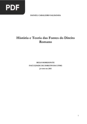 História e Teoria das Fontes do Direito Romano