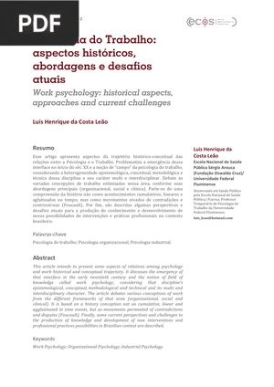 Psicologia do Trabalho: aspectos históricos, abordagens e desafios atuais