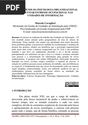 Os Benefícios da Psicologia Organizacional para evitar Estresse Ocupacional nas Unidades de Informação