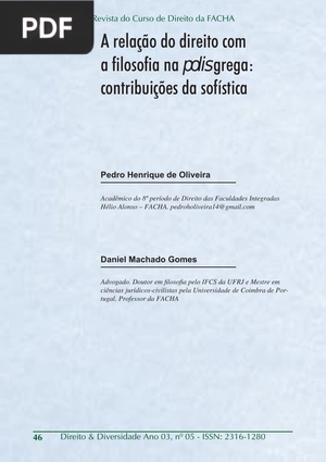 A relação do direito com a filosofia na polis grega: contribuições da sofística