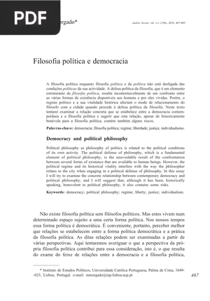 Filosofia política e democracia