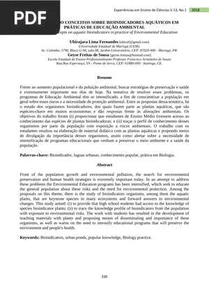 Introduzindo conceitos sobre bioindicadores aquáticos em práticas de educação ambiental