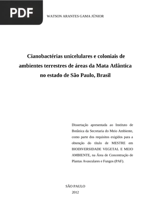 Cianobactérias unicelulares e colonias de ambientes terrestres de áreas de Mata Atlântica no estado de São Paulo, Brasil