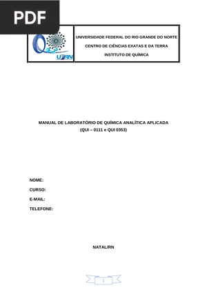 Manual de laboratório de química analítica aplicada