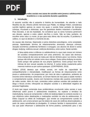 A influência das redes sociais nos casos de suicídio entre jovens e adolescentes brasileiros e o seu aumento durante a pandemia