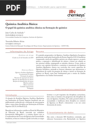 Química Analítica Básica: O papel da química analítica clássica na formação do químico