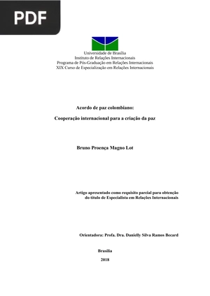 Acordo de paz colombiano: Cooperação internacional para a criação da paz