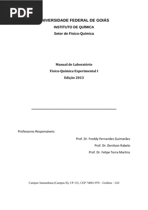 Manual de Laboratório Físico-Química Experimental I