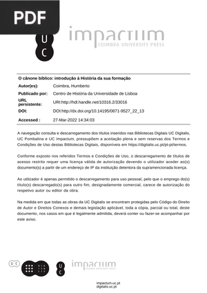 O cânone bíblico: introdução à História da sua formação