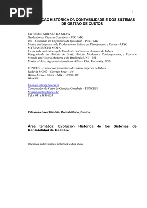 Evolução histórica da contabilidade dos sistemas de gestão de custos