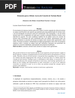 Elementos para o Debate Acerca do Conceito de Turismo Rural