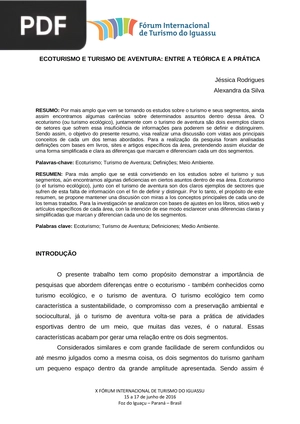 Ecoturismo e turismo de aventura: Entre a teórica e a prática (Artigo)