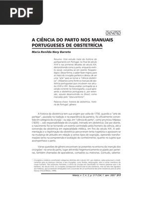 A ciência do parto nos manuais portugueses de obstetrícia