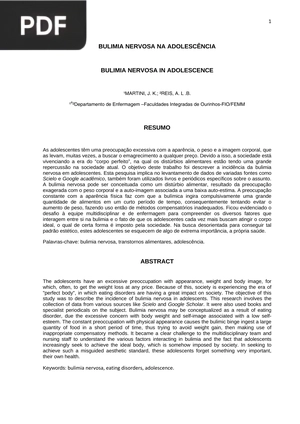 Bulimia nervosa na assolescência (Artigo)