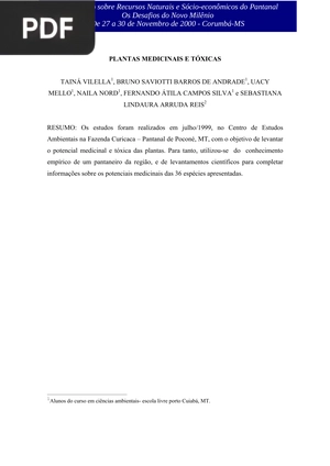 Plantas medicinais e tóxicas