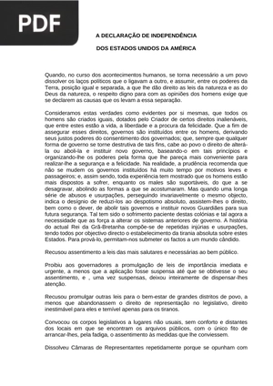 A Declaração de Independência dos Estados Unidos da América (Artigo)