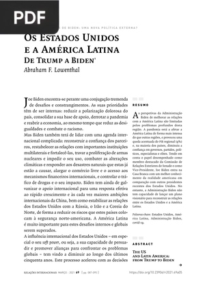 Os Estados Unidos e a América Latina De Trump a Biden (Artigo)