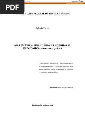 Matemática financiera e engenharia econômica: a teoria e a prática