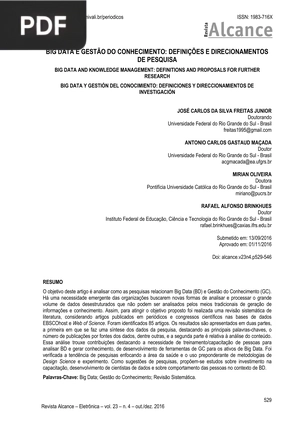 Big data e gestão do conhecimento: definições e direcionamentos de pesquisa